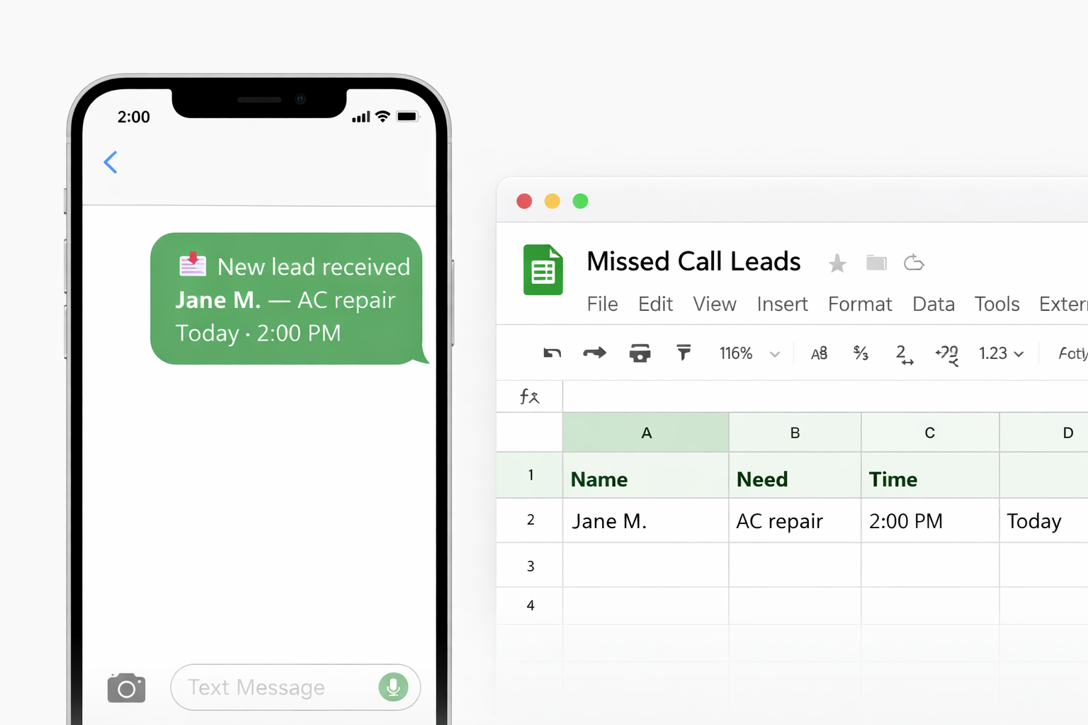 Caplexer SMS to Google Sheets flow
